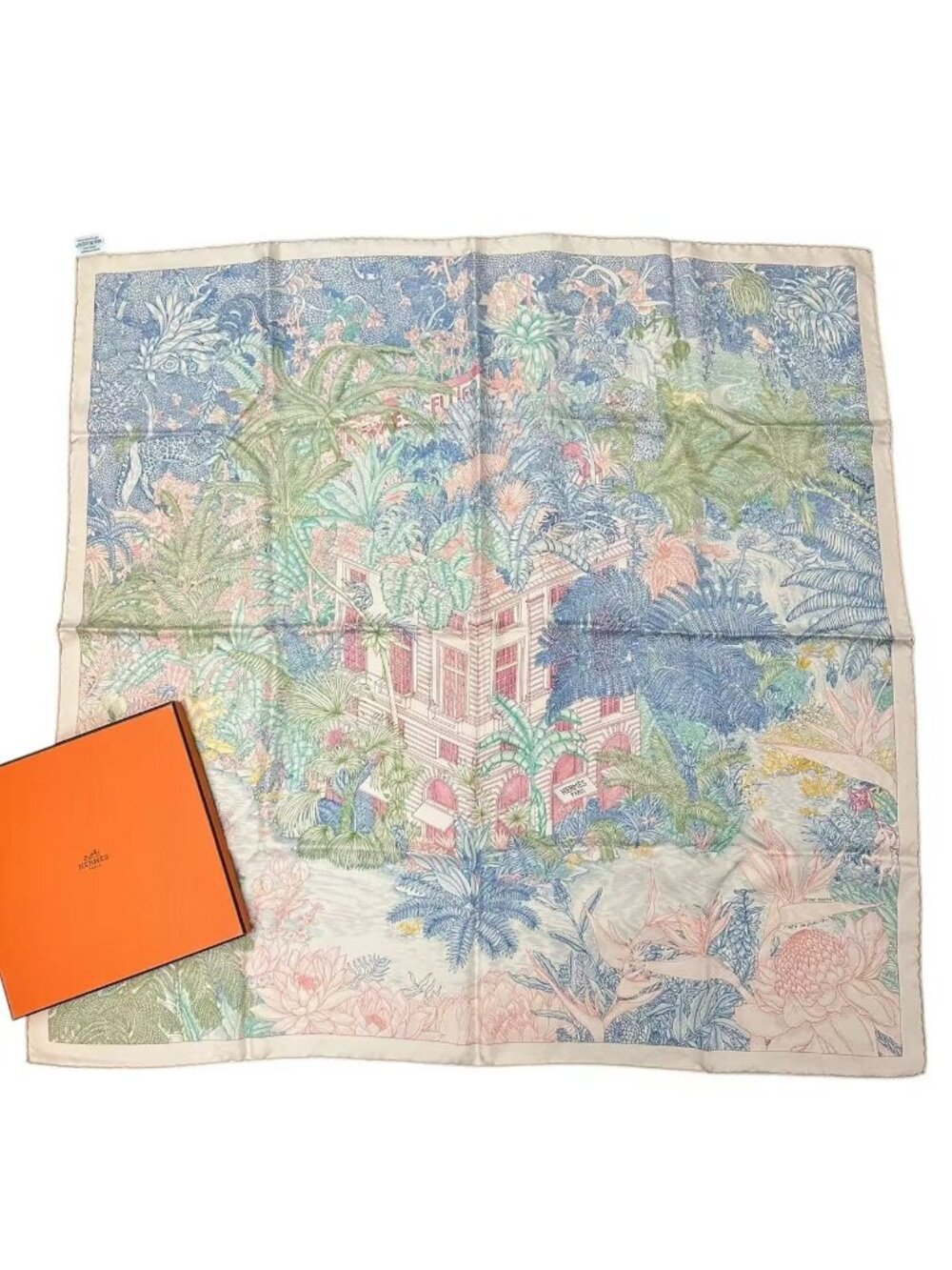 Hermes Scarf Carre 90 Silk Faubourg Tropical Multicolor - Picture 1 of 8